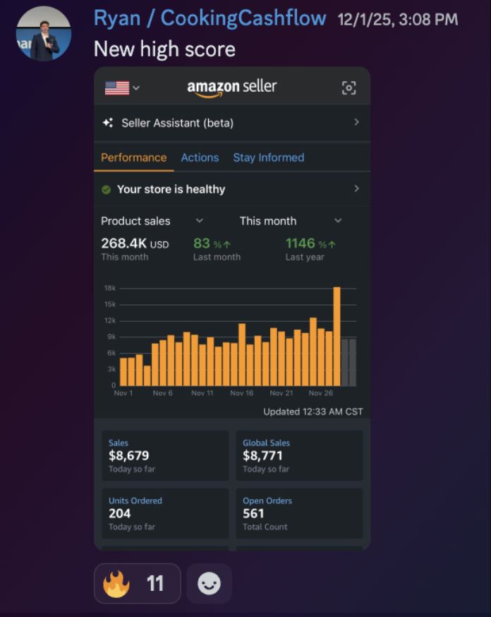 Ryan: $268.4K in sales in one month