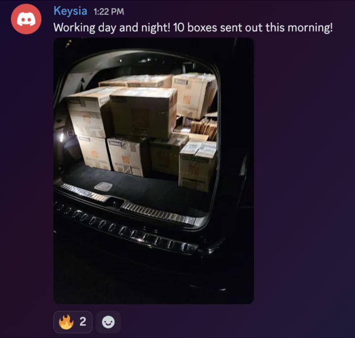 Keysia: 10 boxes sent in one morning